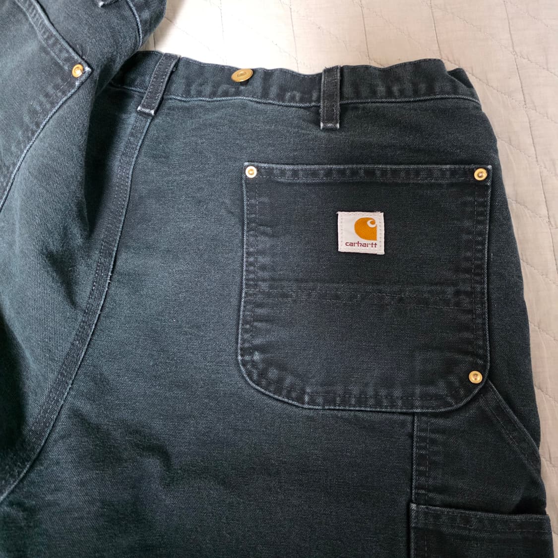 [40X30] 00s 빈티지 칼하트 더블니 B01 BLK 워크팬츠 상품이미지5