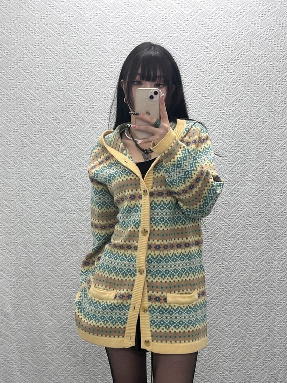 언더우드 코지 모리걸 에스닉 스프링 뜨개 후드 가디건 100 C10221 상품이미지1