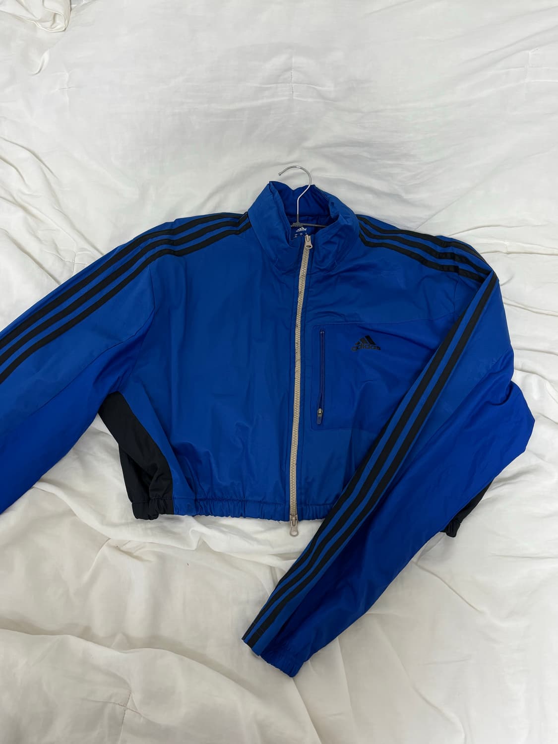 아디다스 커스텀 크롭 집업 블루 (투웨이, 후드 가능) 상품이미지2