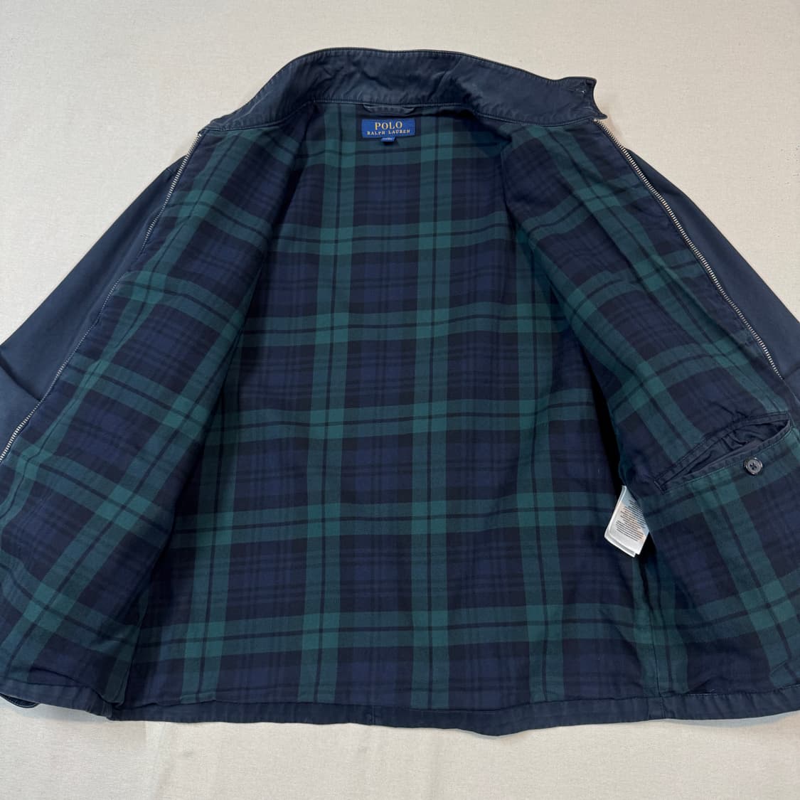 M) 폴로 랄프로렌 블랙와치 체크 안감 해링턴 자켓 네이비 상품이미지5