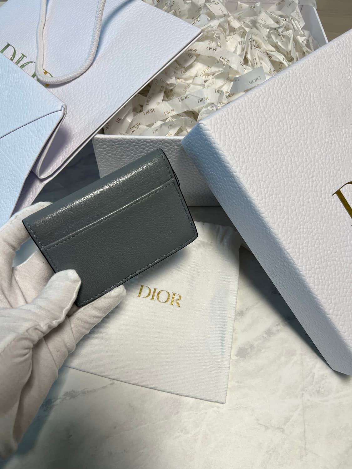 디올 새들 카드지갑 클라우드 블루 상품이미지2