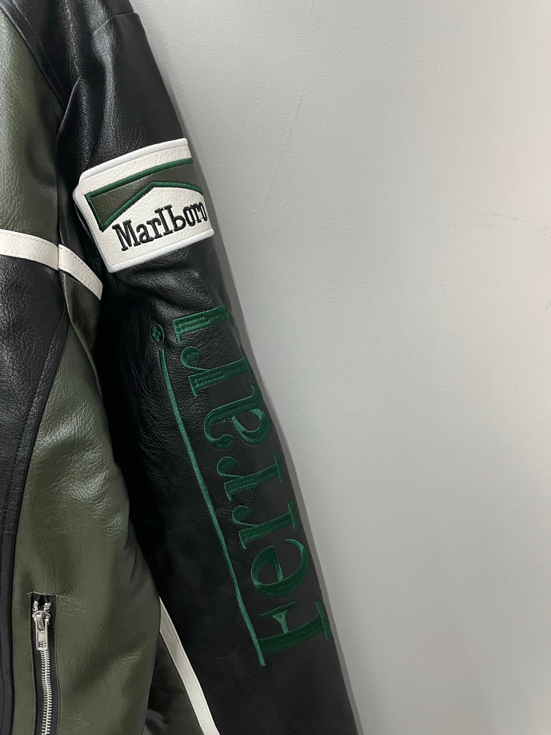 페라리 말보로 패치워크 그린 레더 레이싱 자켓 H1843 상품이미지4