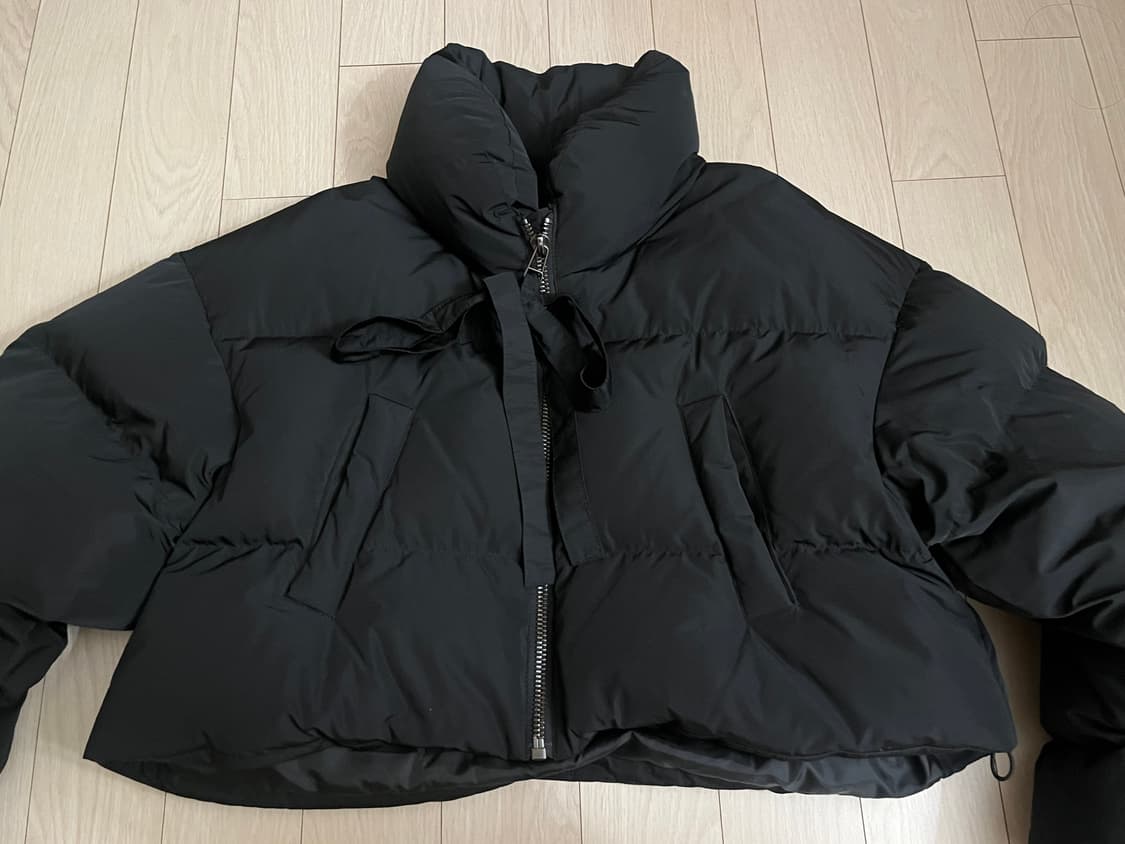 더티스 리본 숏 구스다운 패딩 블랙 상품이미지6