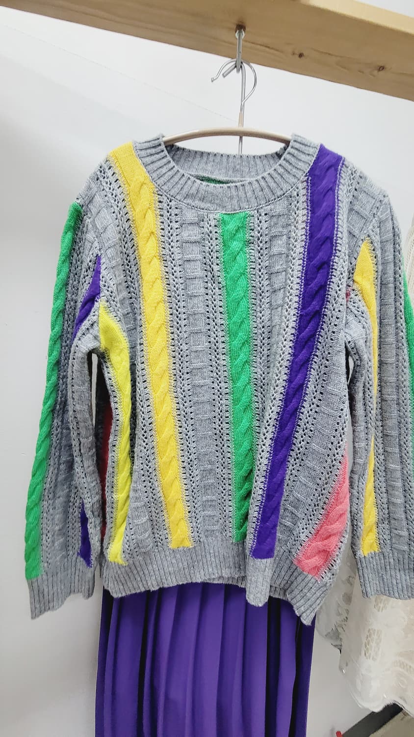 베네통 라운드 니트. jeikei퍼플 랩 스커트 상품이미지3