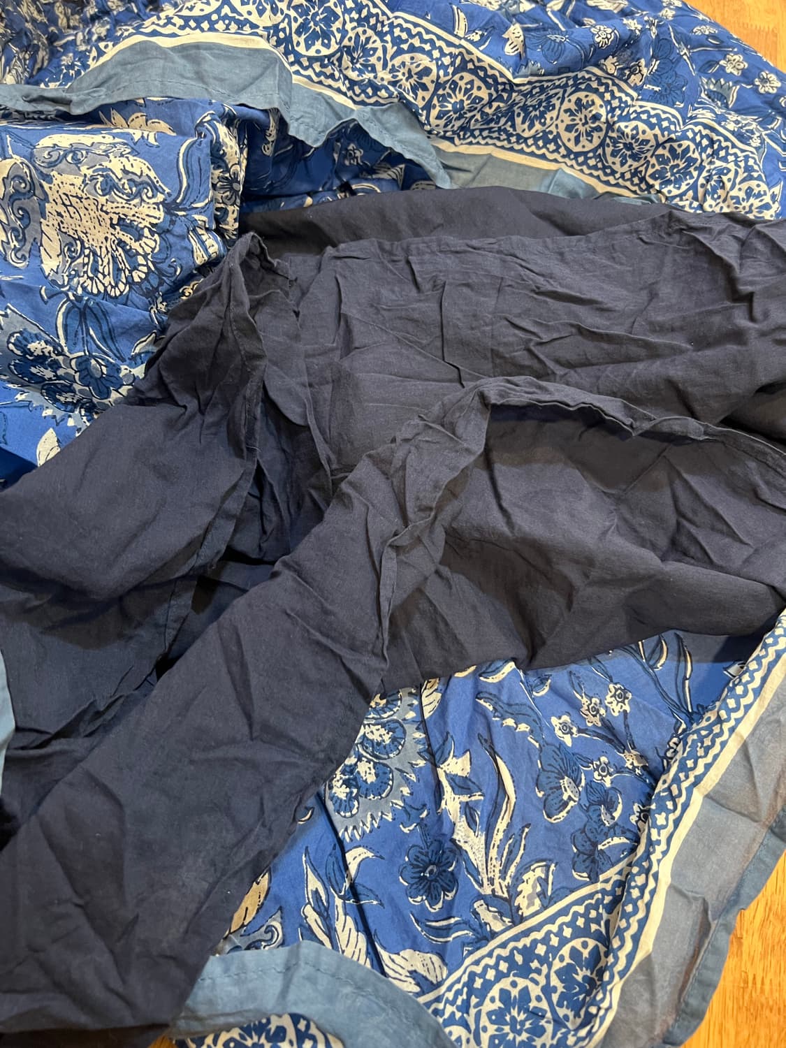 일본수입 여성 블루 에스닉플라워롱스커트 밴딩스커트 상품이미지4