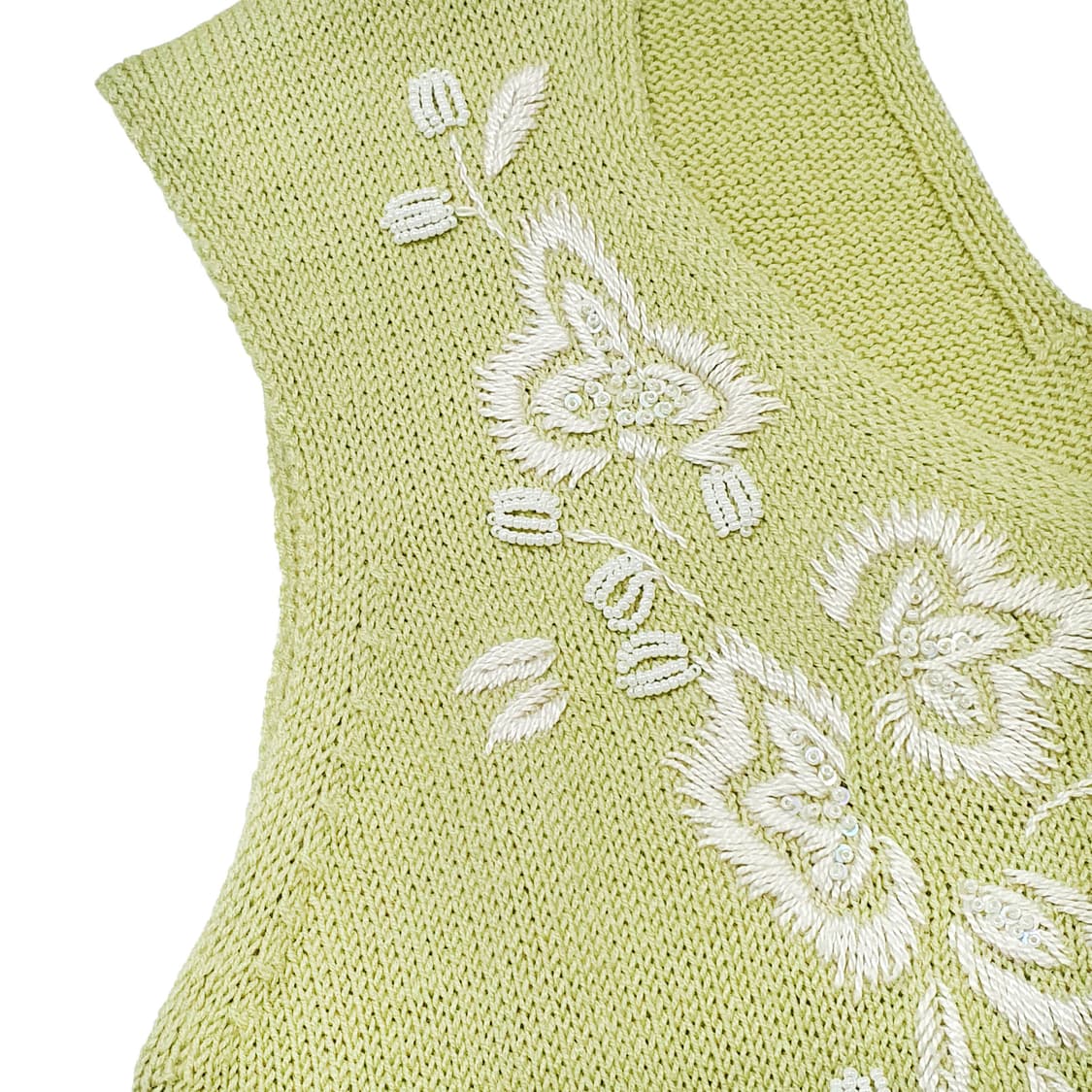 자수 홀터 슬리브리스 울 니트 탑 상품이미지4