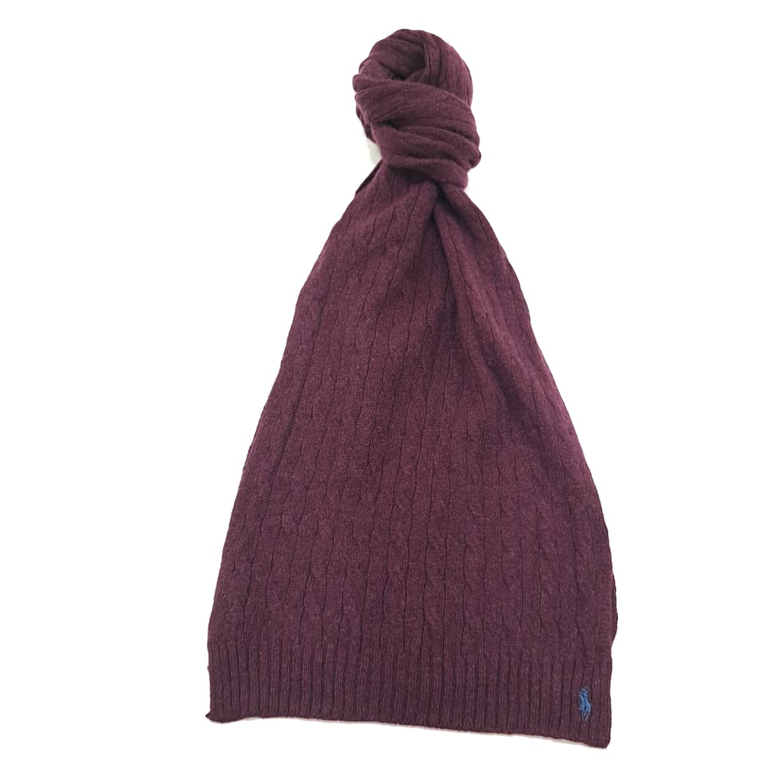 MX282 폴로 랄프로렌 버건디 울 캐시미어 케이블 니트 목도리 머플러 상품이미지1