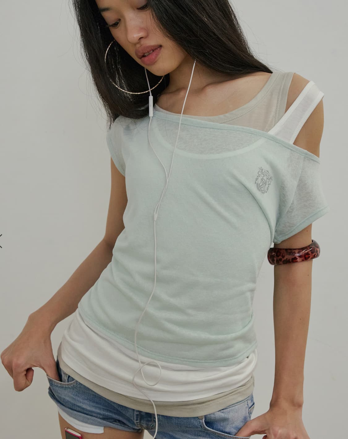 스컬프터 Lazy Sleeveless Layered Tee Mint 상품이미지1