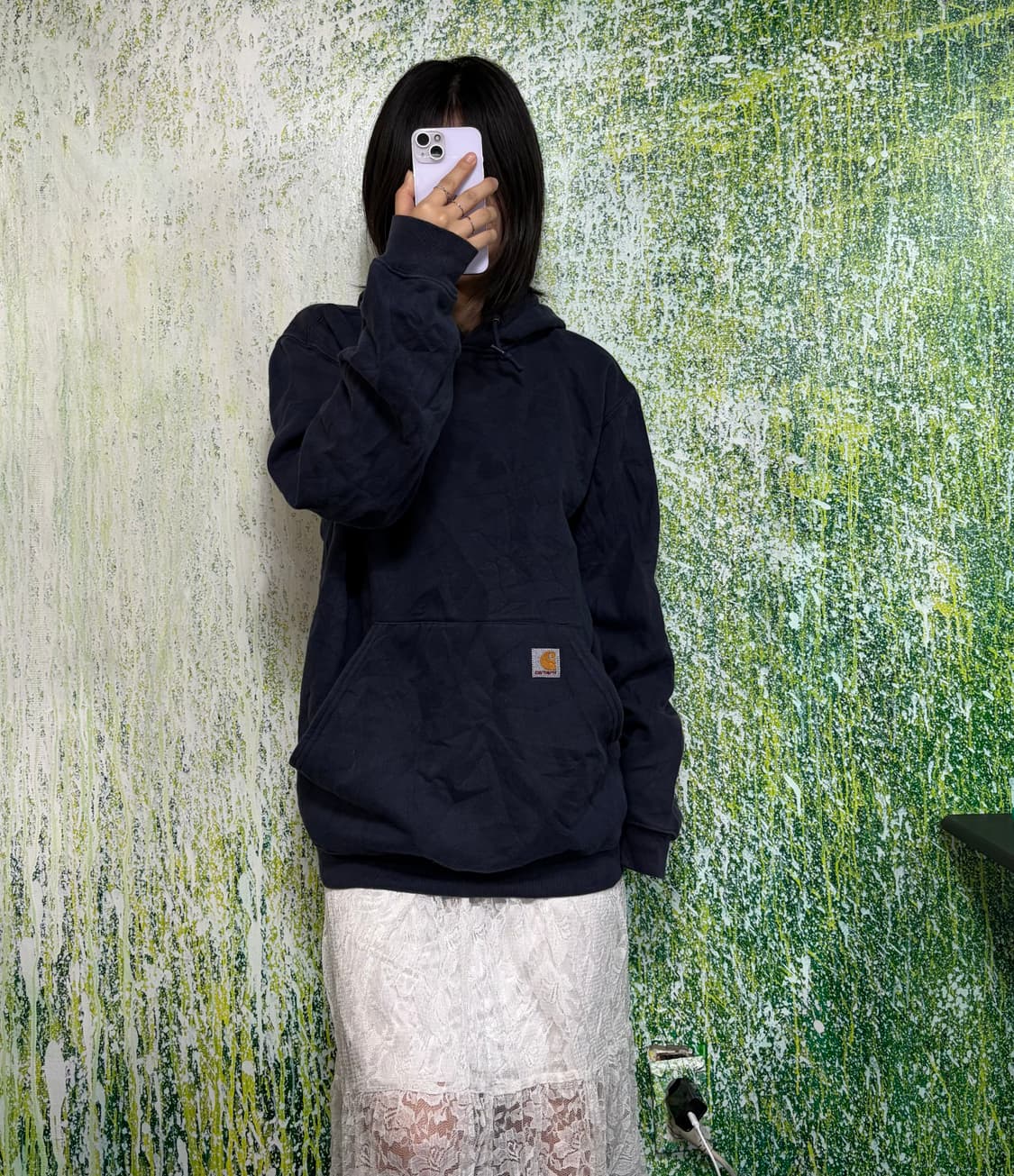 칼하트 네이비 오버핏 후드티 M 상품이미지2