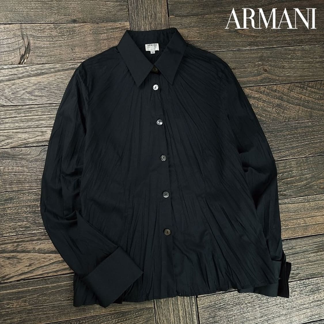[아르마니 콜레지오니] 링클 플리츠 주름 셔츠 블라우스 블랙 P01496 상품이미지1
