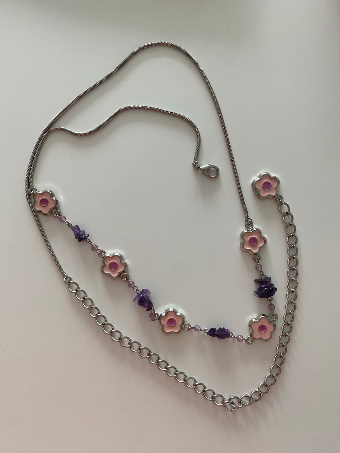 빈티지 플라워 보라원석 벨트 겸 목걸이 오리엔탈 페어리 상품이미지1