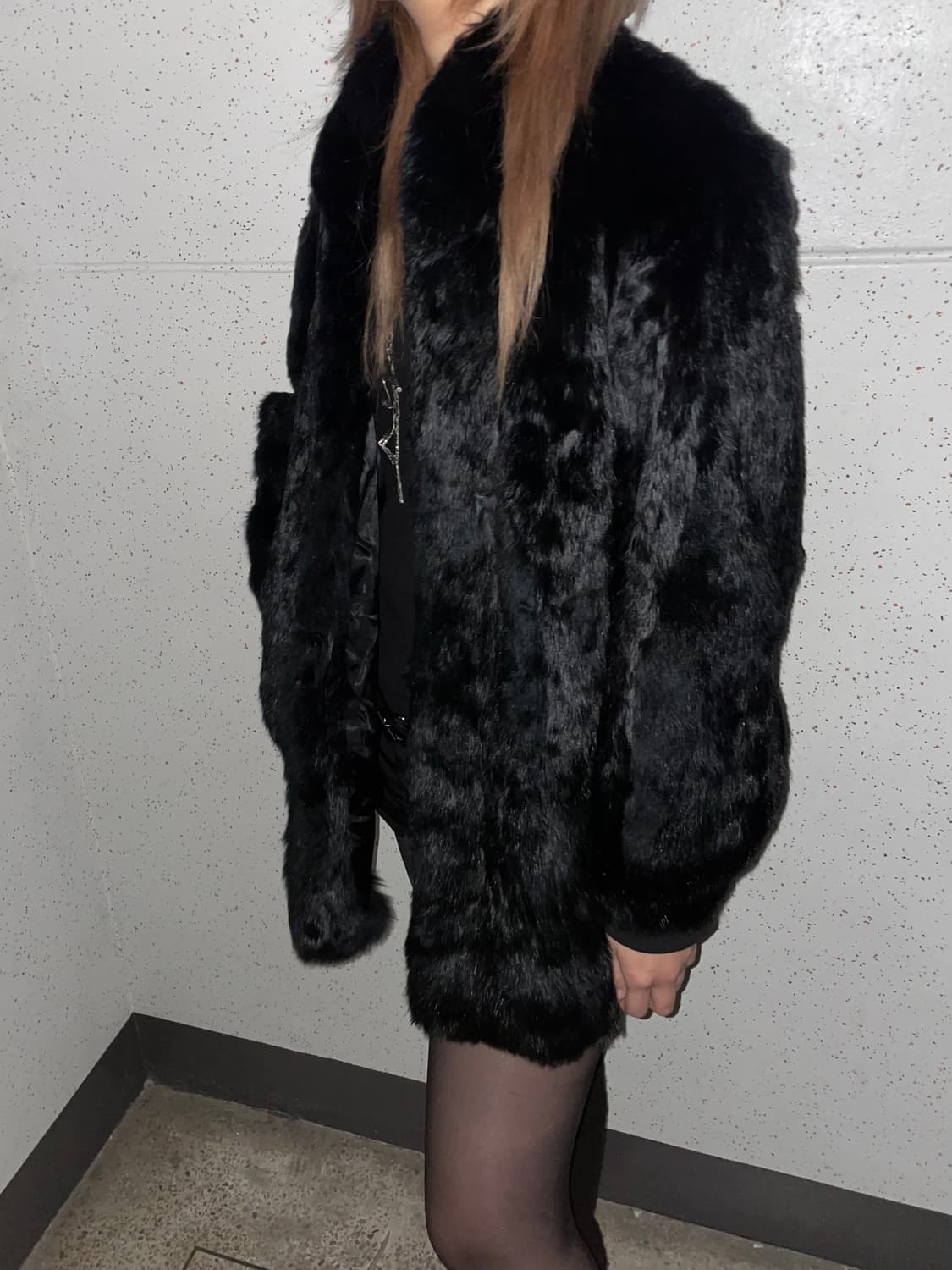 착샷o 핀터레스트 빈티지퍼자켓퍼코트 블랙다크웨어로맨틱오네갸루고스고딕emo 상품이미지6