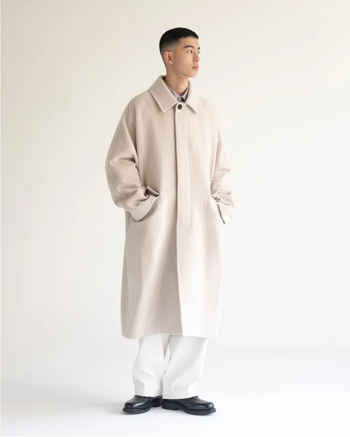 비슬로우 핏더사이즈 울 발마칸 코트 라이트 베이지 L 상품이미지6