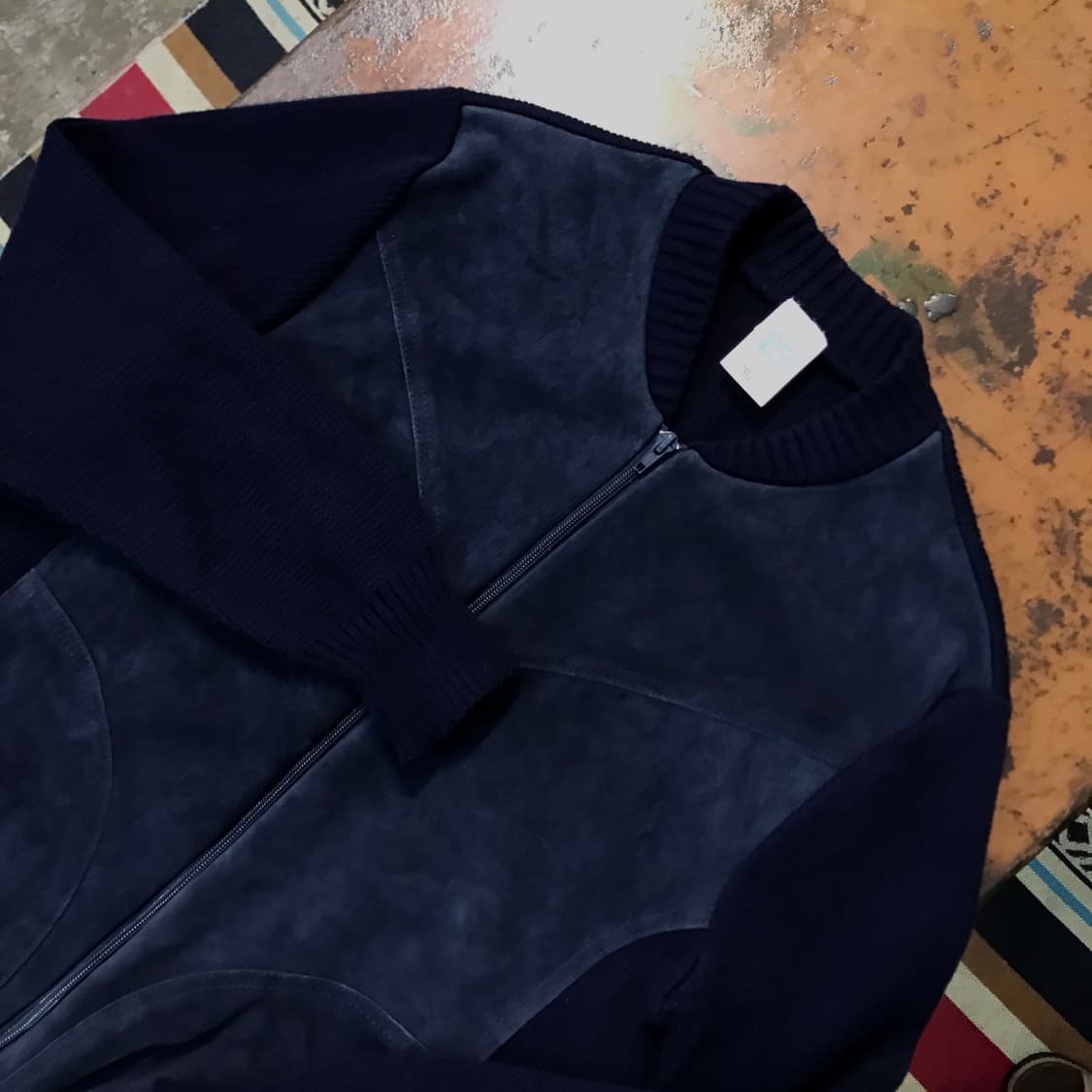 UK VTG 네이비 스웨이드 아크릴 집업 자켓 남성 102 여성 루즈핏  상품이미지2