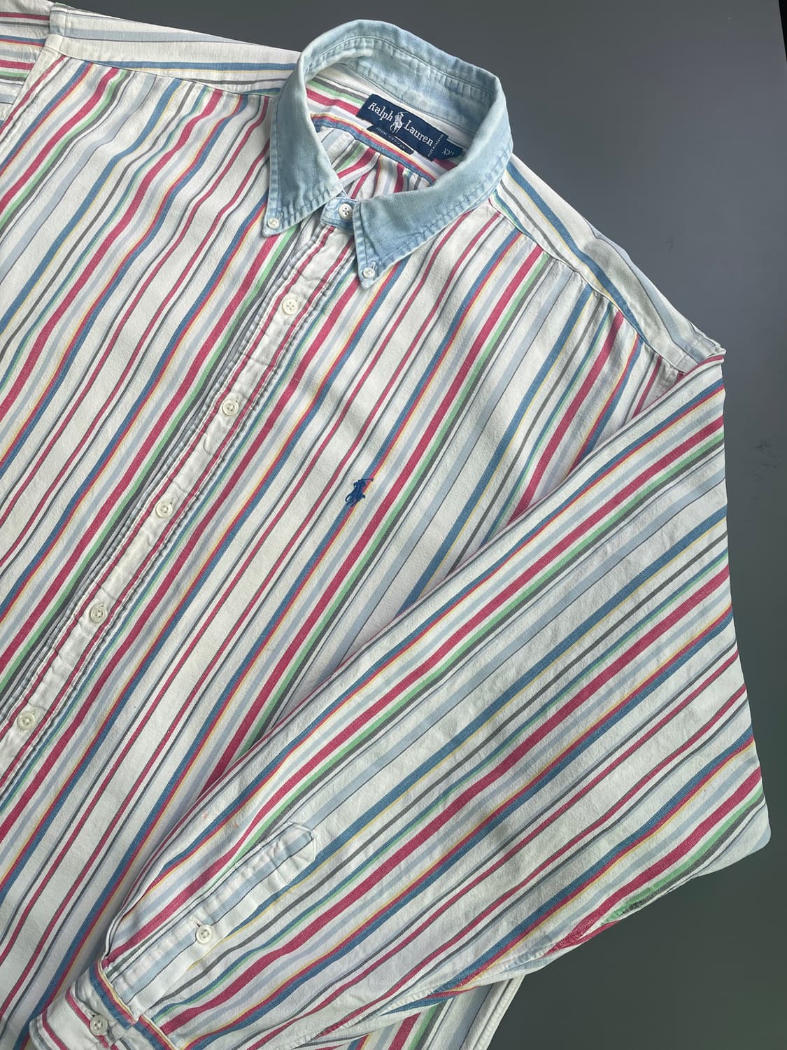 [XXL] 폴로 랄프로렌 데님 카라 멀티 스트라이프 셔츠 상품이미지4
