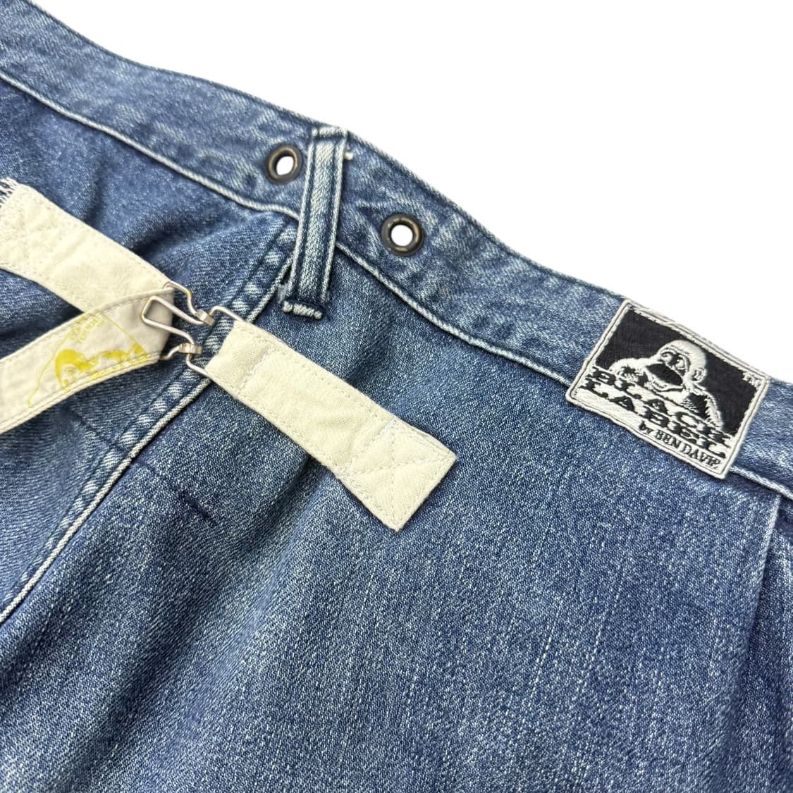 벤데이비슨 빈티지 비죠 백포켓 디테일 중청 워싱 데님 와이드팬츠 상품이미지6