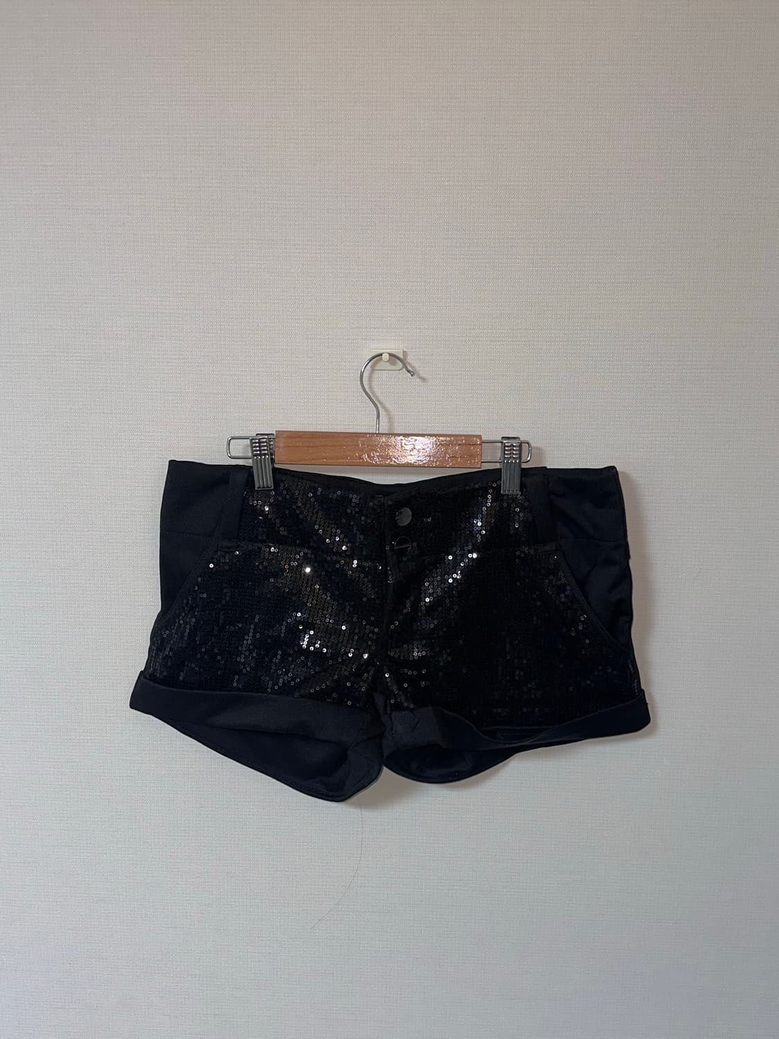 글리터 스팽글 블랙 빈티지 핫팬츠 상품이미지5
