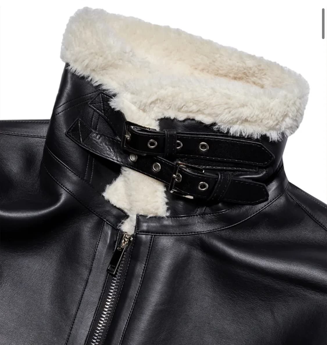 프라임먼트 드롭 숄더 에코 무스탕 판매합니다 블랙 레더 자켓 가죽 상품이미지2