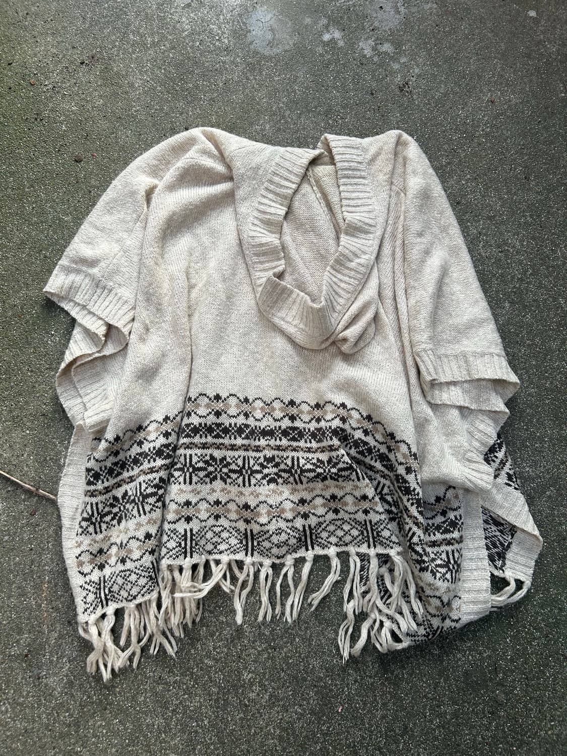 2000s 모리걸 라떼갸루 니트 후드 망토 케이프  상품이미지3