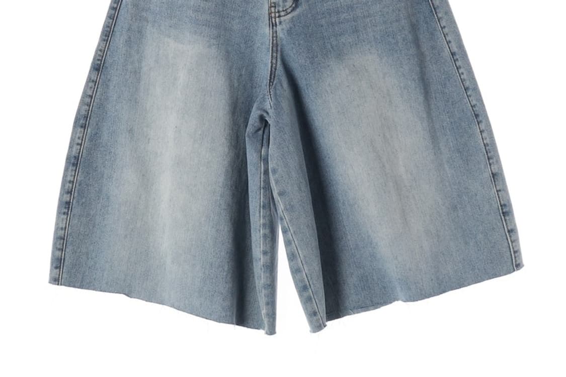 낫포너드 워싱 와이드 컷오프 데님 하프 팬츠 L 상품이미지4
