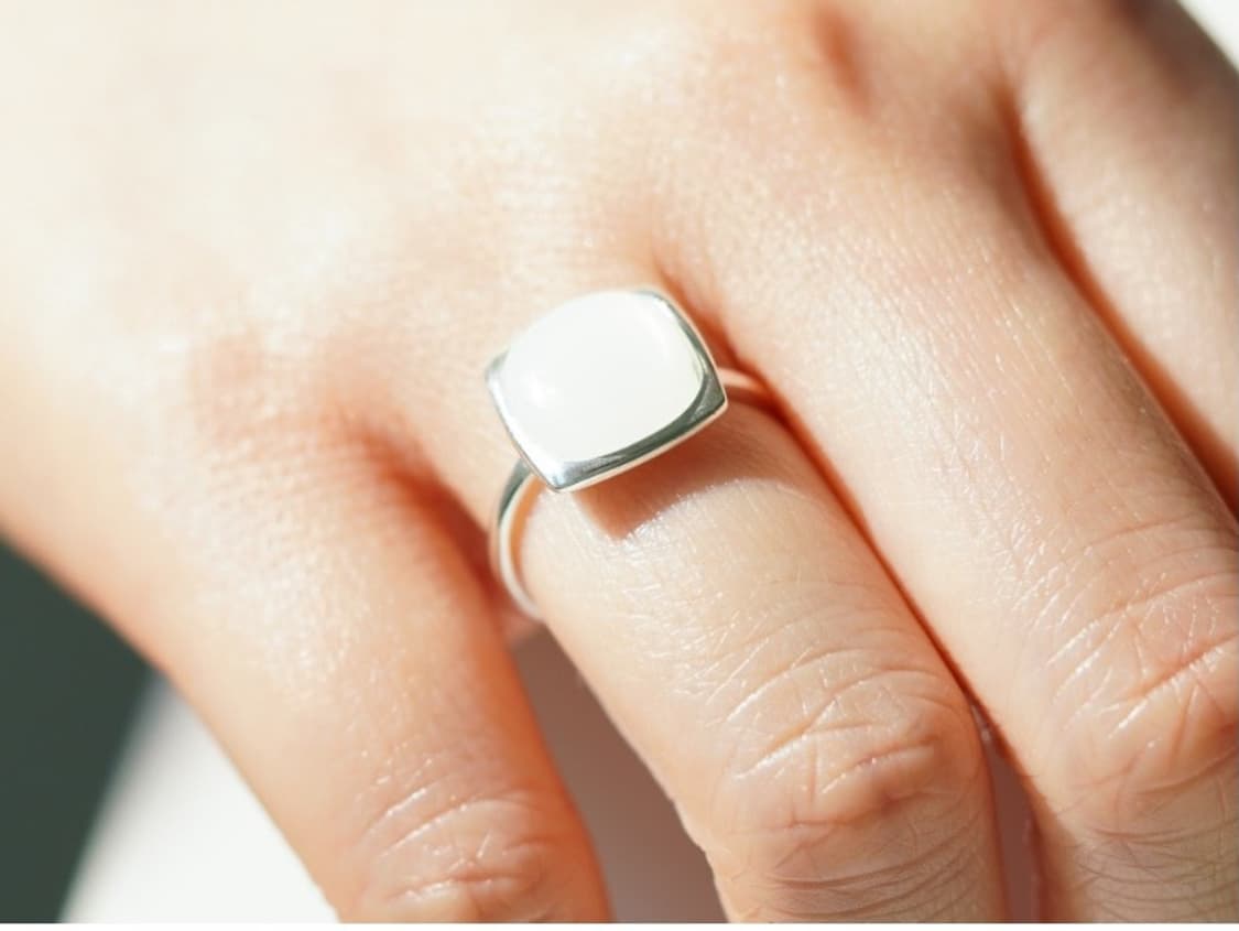 실버925 천연석 반지/ 화이트문스톤 상품이미지1