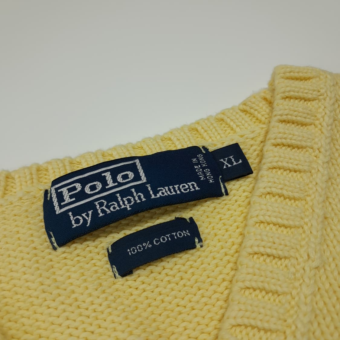 CL153 폴로 코튼 90s블루라벨 옐로우 니트 베스트 상품이미지3