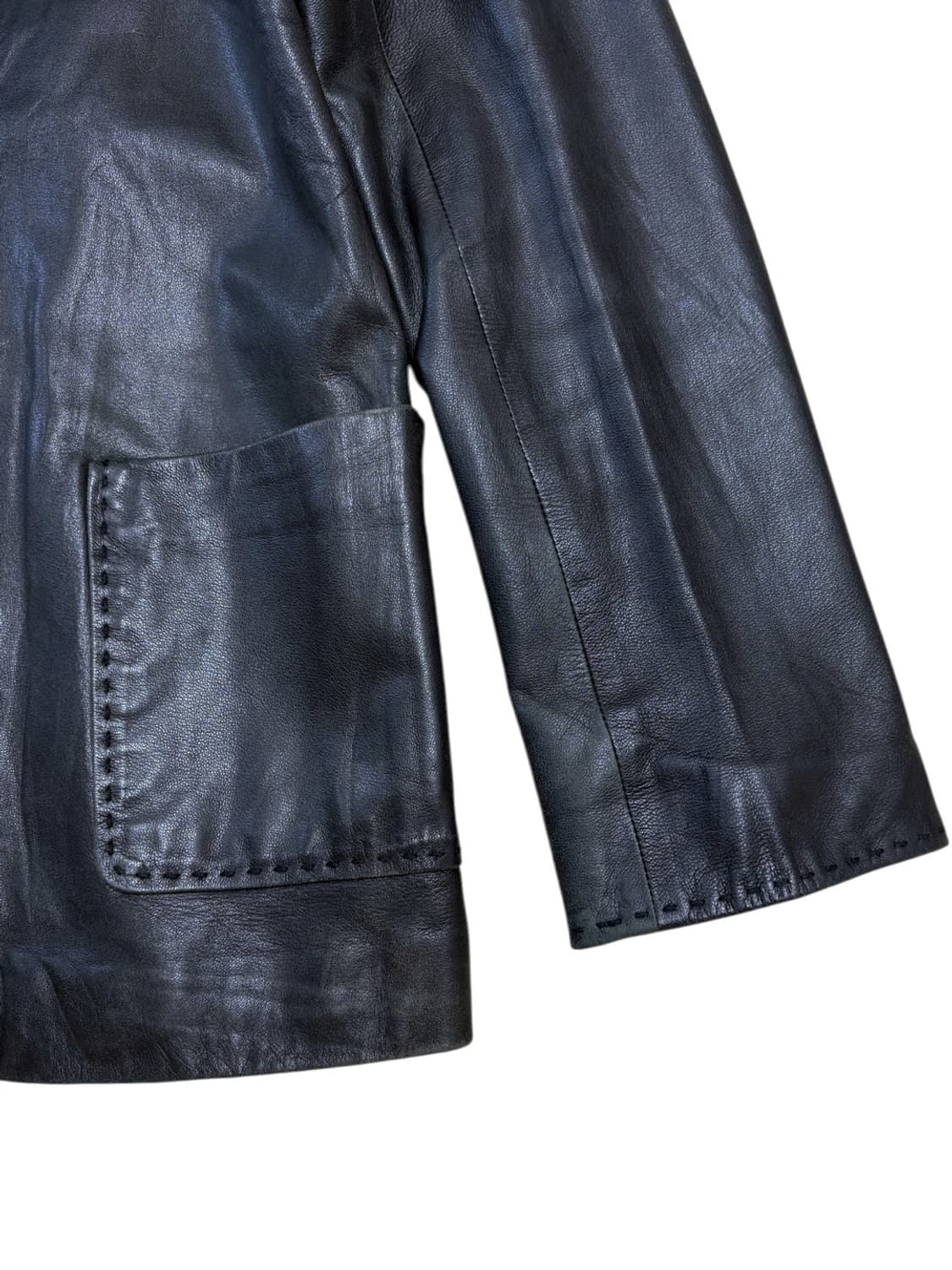 90's balmain leather stitch jacket 상품이미지5