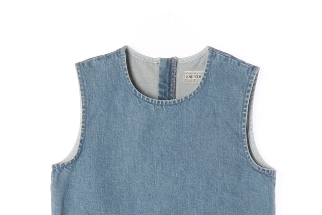 [S]KAPITAL캐피탈 연청 데미지 데님 민소매 크롭 베스트 청조끼
 상품이미지2