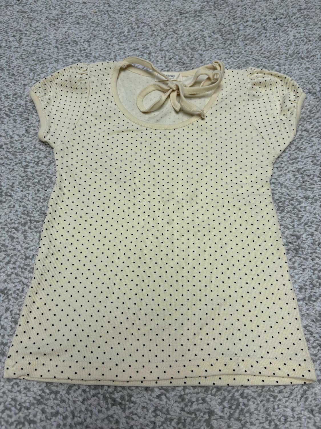 에이블리 땡땡이 반팔 티 티셔츠 리본 상품이미지1