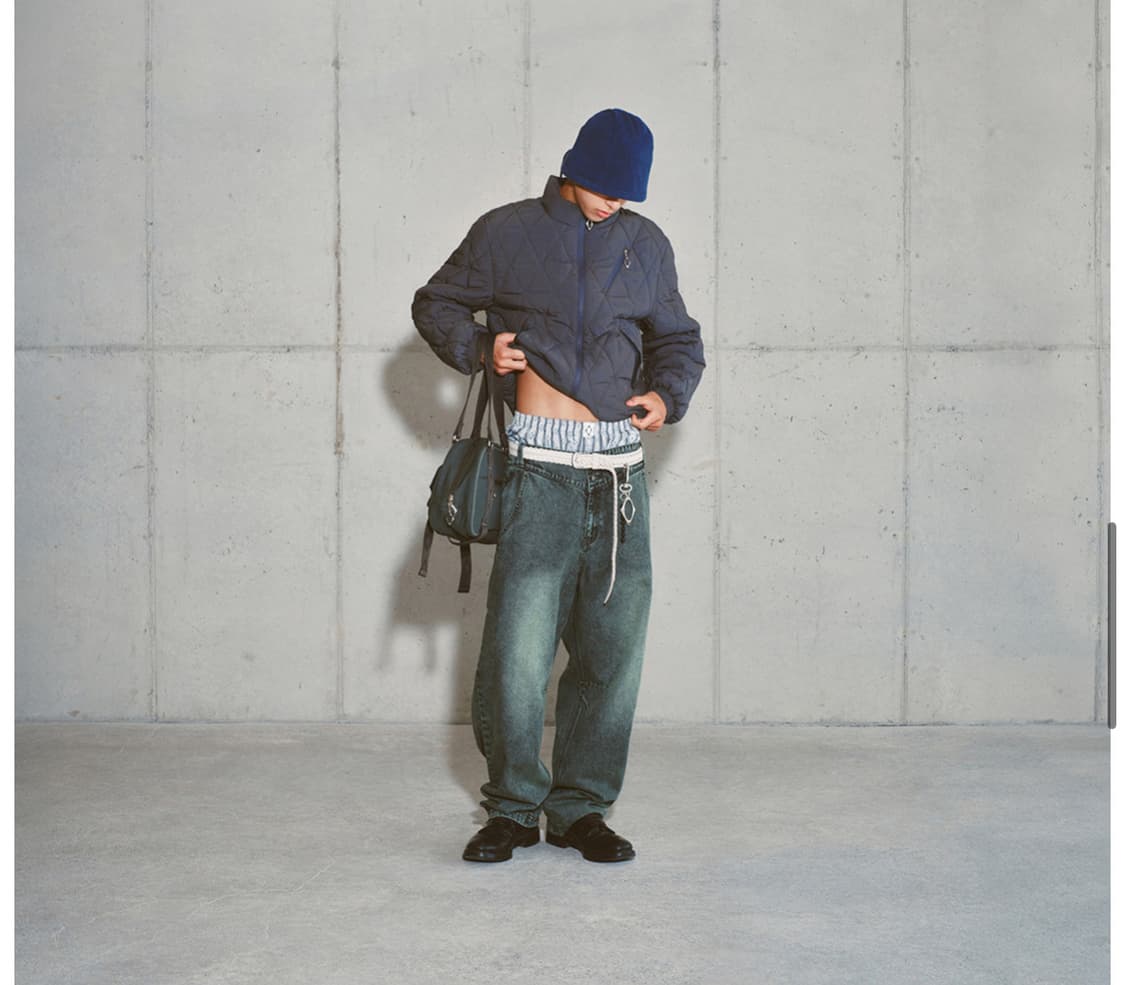 미스치프 워시드 슬라우치 팬츠 워시드블랙그린 상품이미지4