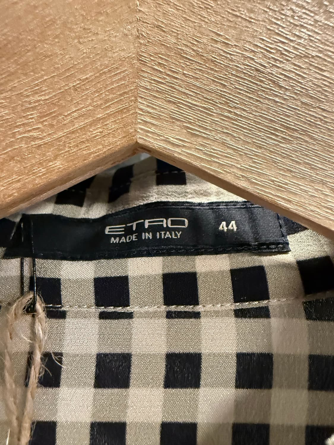 100 ETRO 에트로 실크 깅엄 체크 셔츠 베이지블랙 상품이미지5