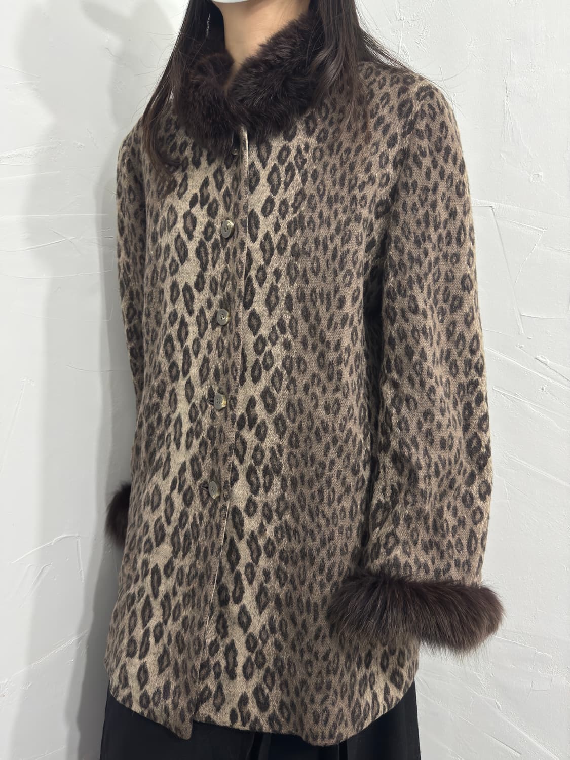 magenta leopard fur detail coat 상품이미지4