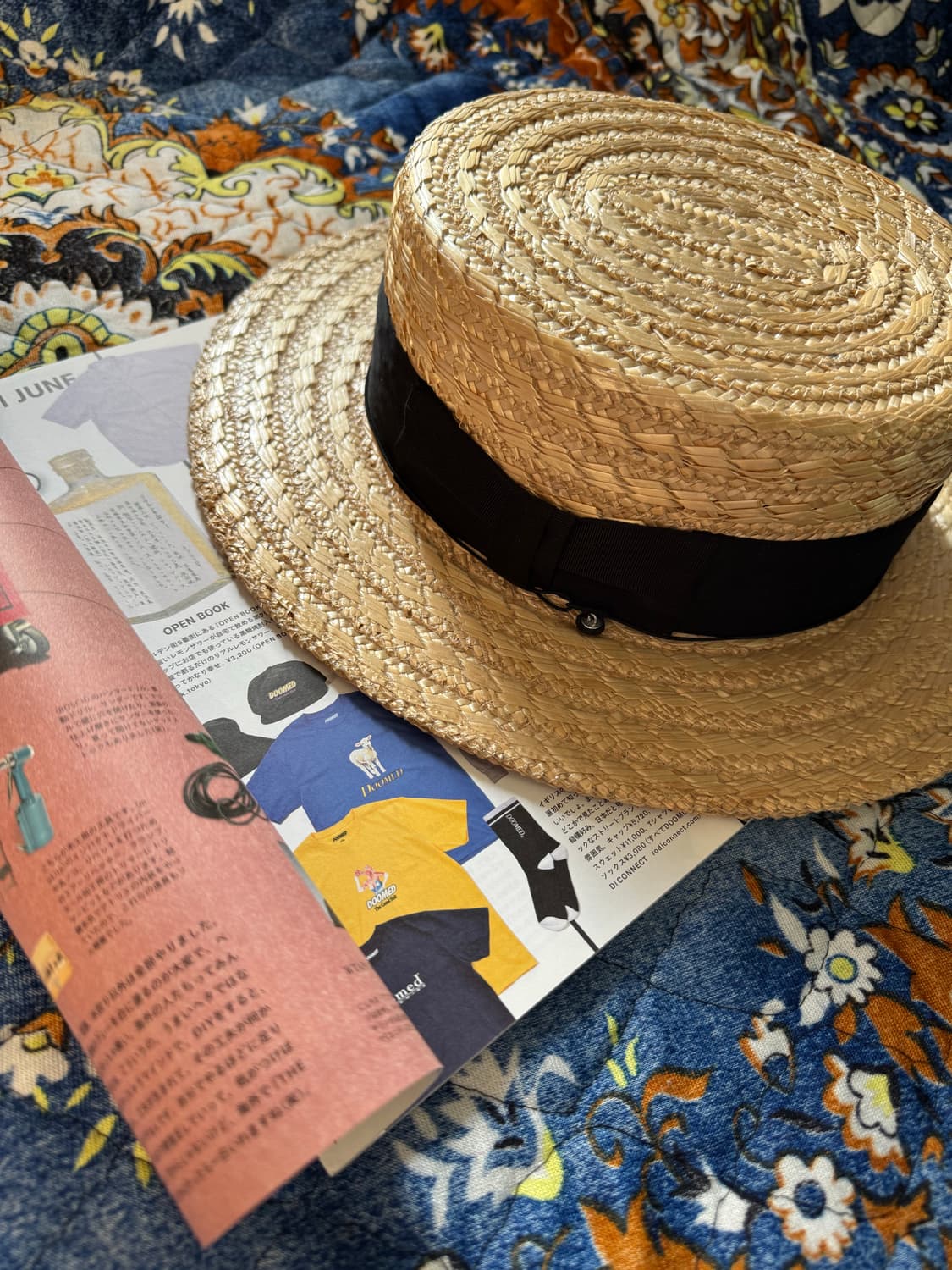 JOHN B  STETSON 스텟슨 빈티지 블랙 리본 보터햇 밀짚 모자 상품이미지1