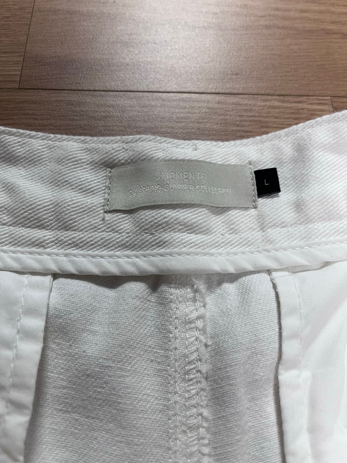 아모멘토 컷오프 와이드 하프데님 화이트 L 상품이미지2