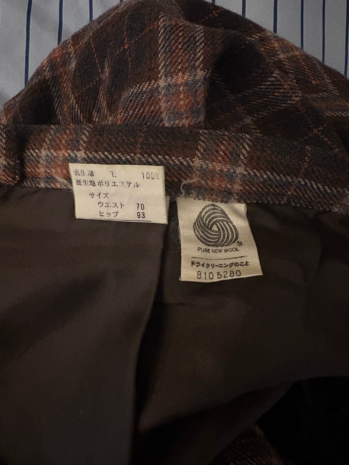 체크 모직 롱스커트 상품이미지3