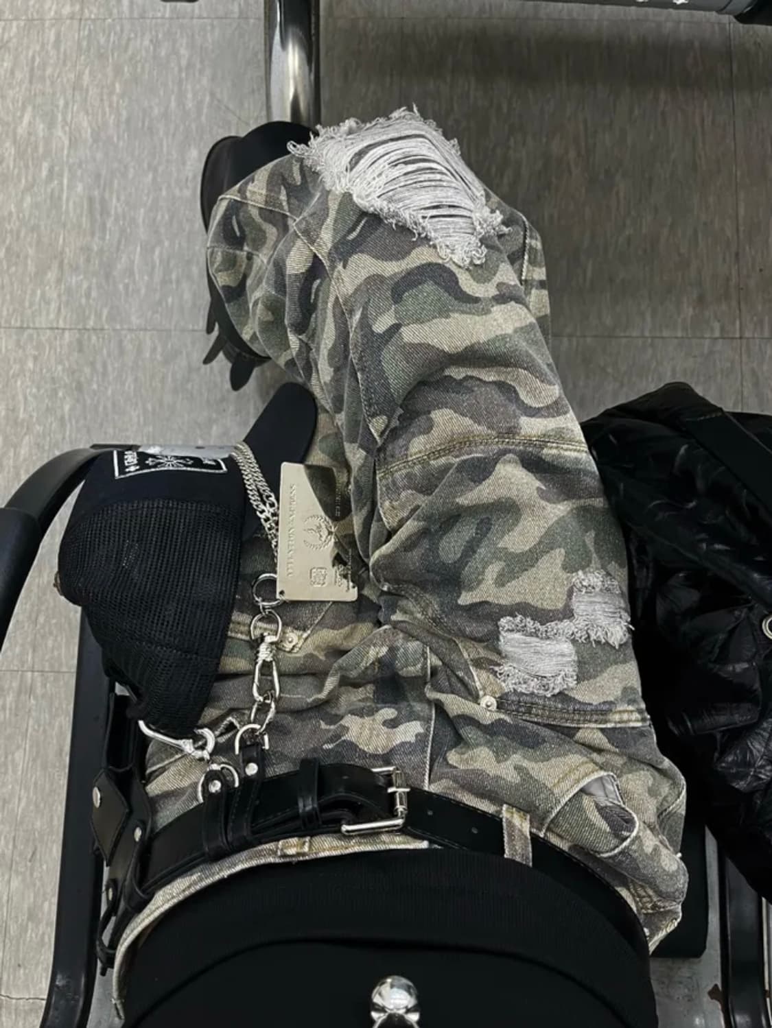 카모 데미지 와이드 팬츠 상품이미지1
