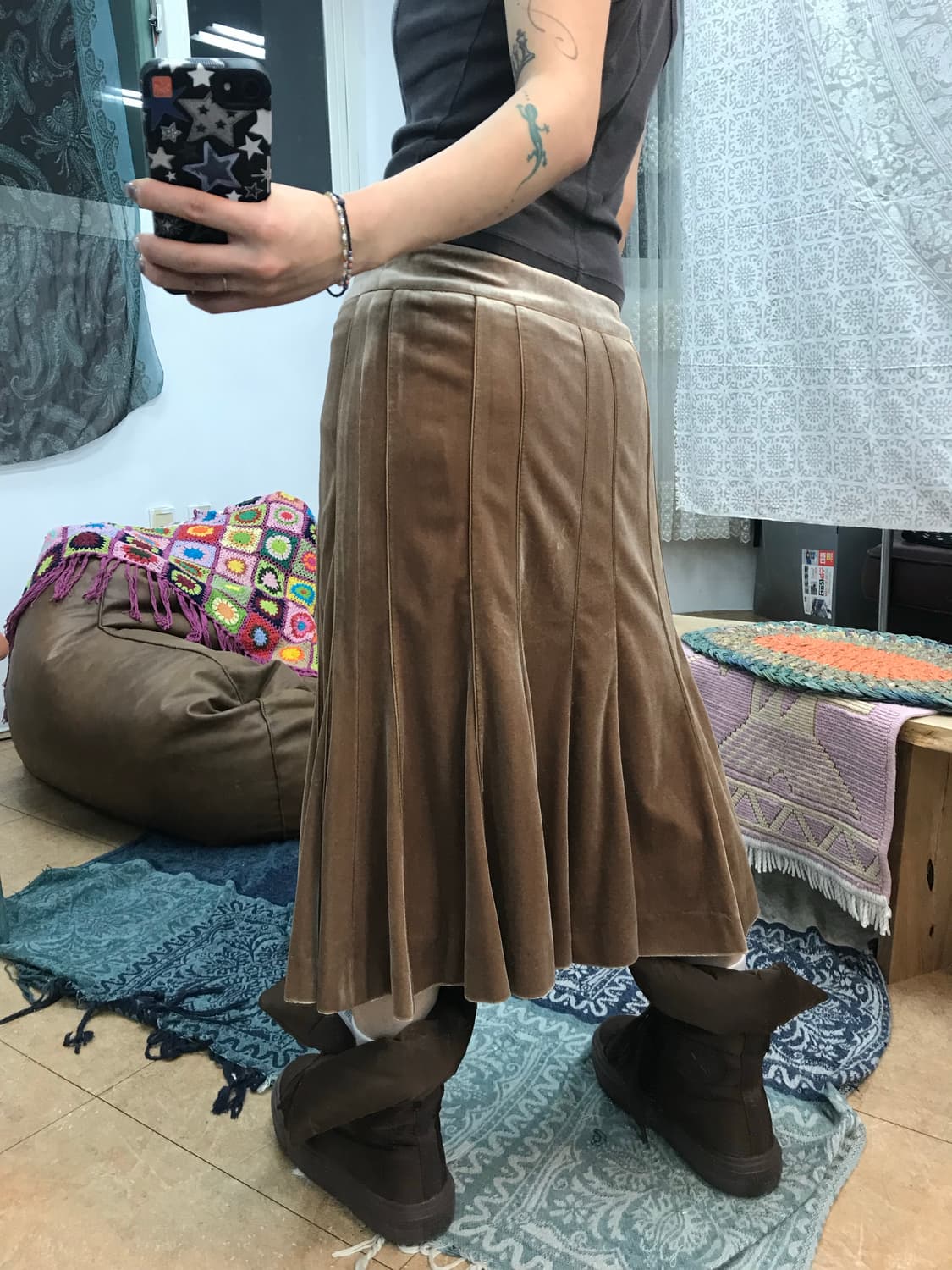 OPSEY 벨벳 미디스커트  상품이미지2