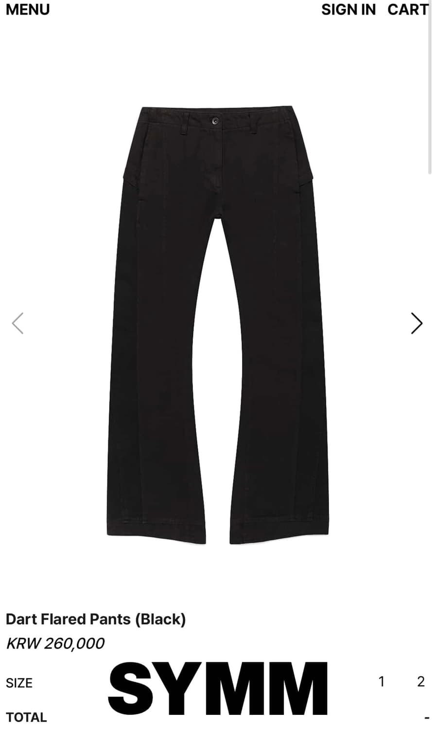 구매) SYMM Dart Flared Pants (Black) 상품이미지1