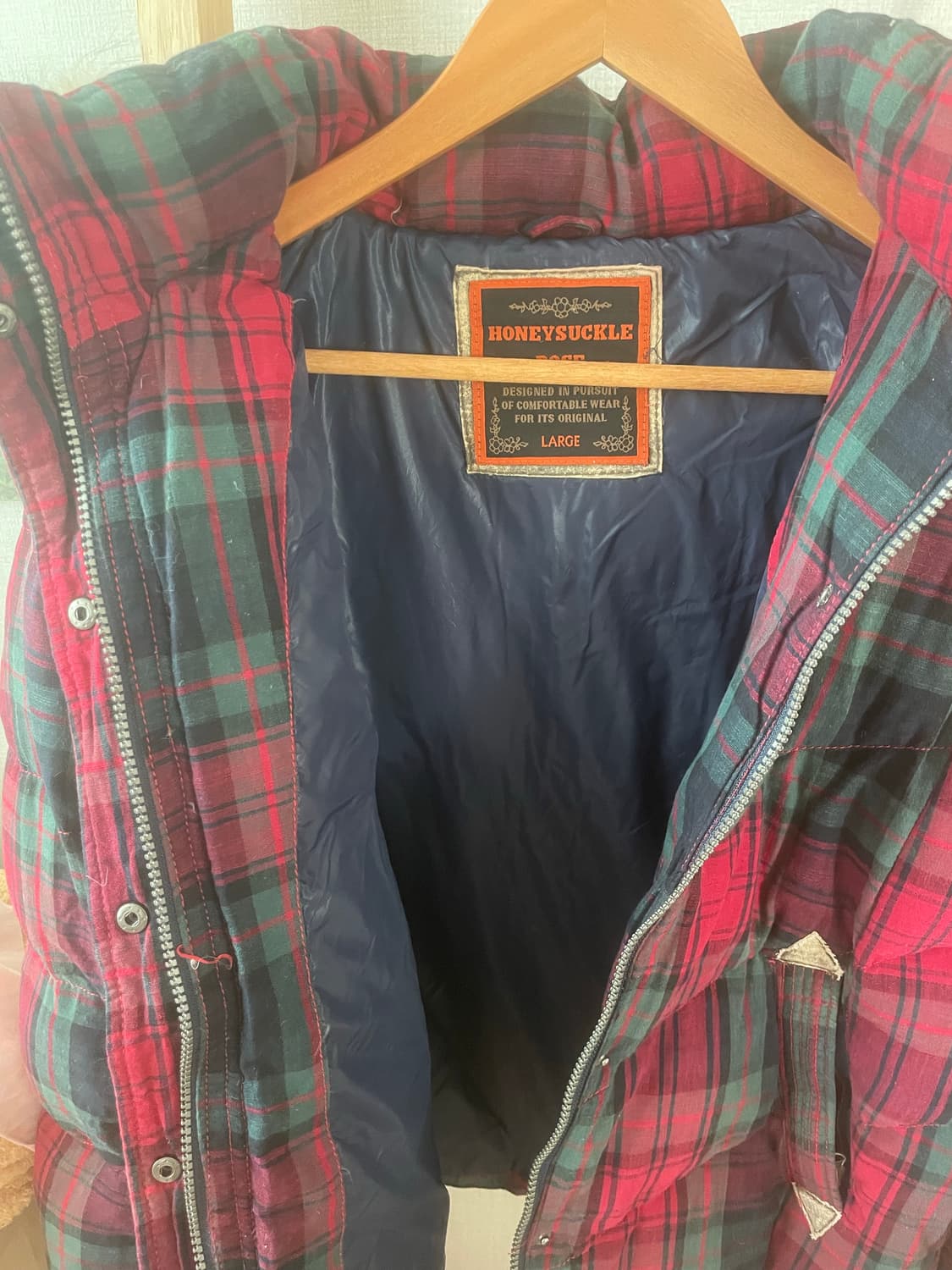 모리걸 빈티지 체크 숏 후디 패딩 상품이미지2