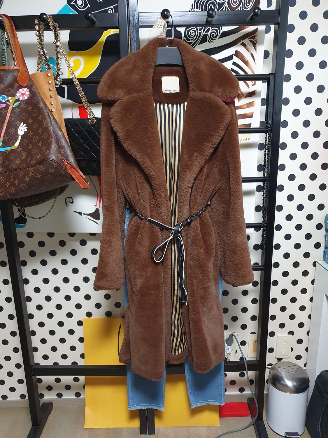 브라운 페이크 퍼  에코퍼  코트 free 상품이미지1