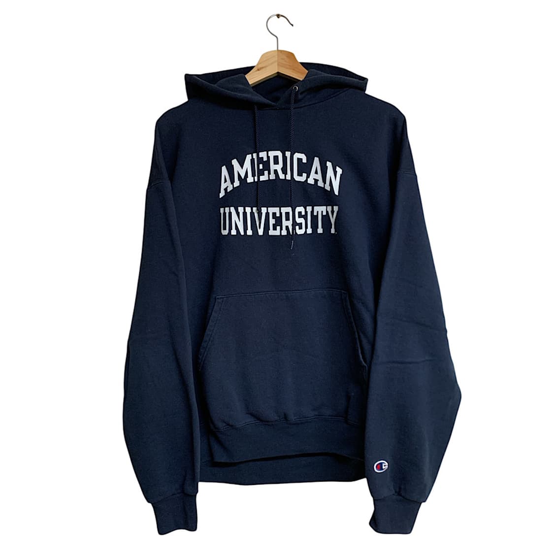 00s 챔피온 아메리칸 대학교 네이비 기모 후드티 XL 상품이미지1