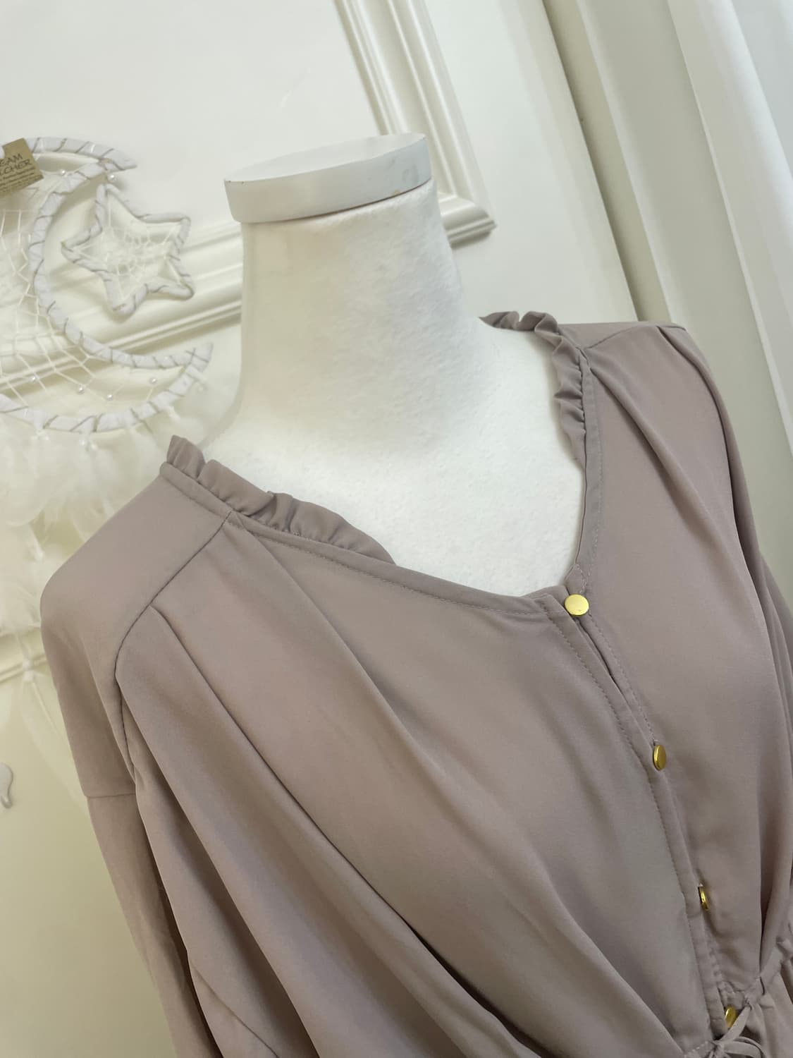 dark lavender gold button autumn blouse 상품이미지7