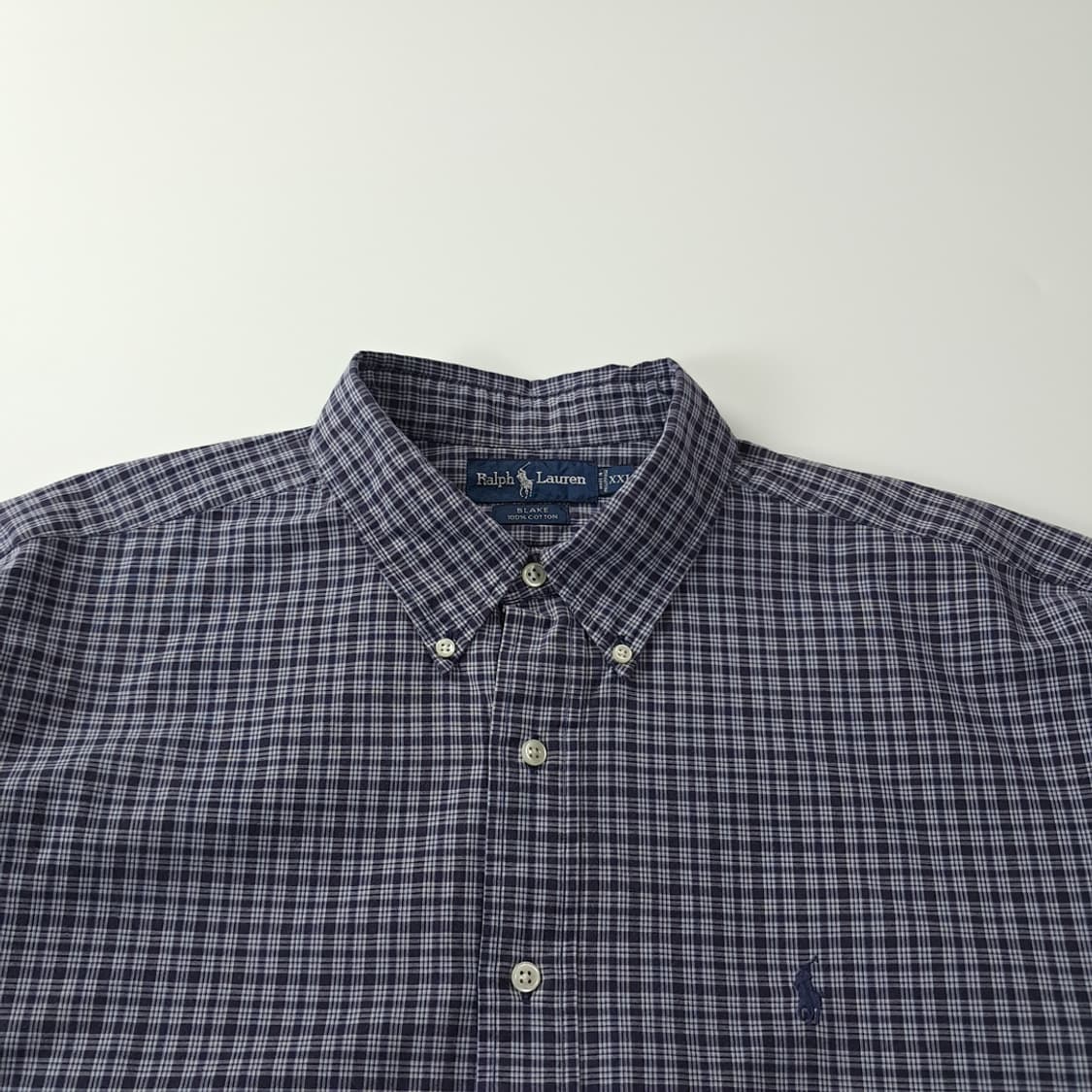 CK327 2XL 폴로 90s 다크네이비 마이크로 타탄체크 셔츠 남방 상품이미지2