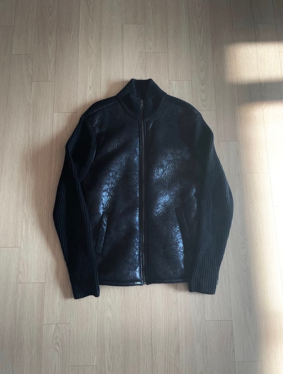 [L]아르마니 익스체인지 레더 니트 집업자켓 상품이미지1