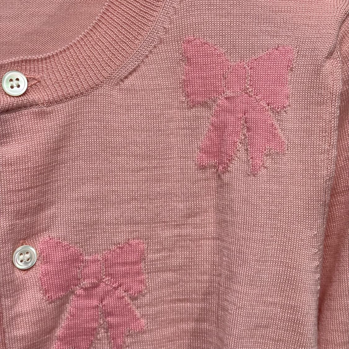 M) 꼼데가르송 걸 리본 가디건 핑크 상품이미지3