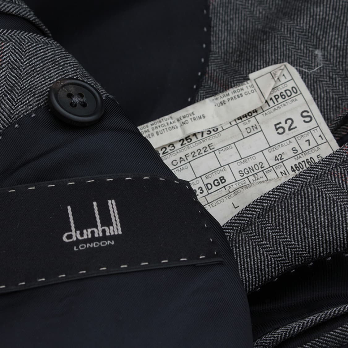 던힐 차콜그레이 순모 체크 남성 자켓 100 상품이미지3