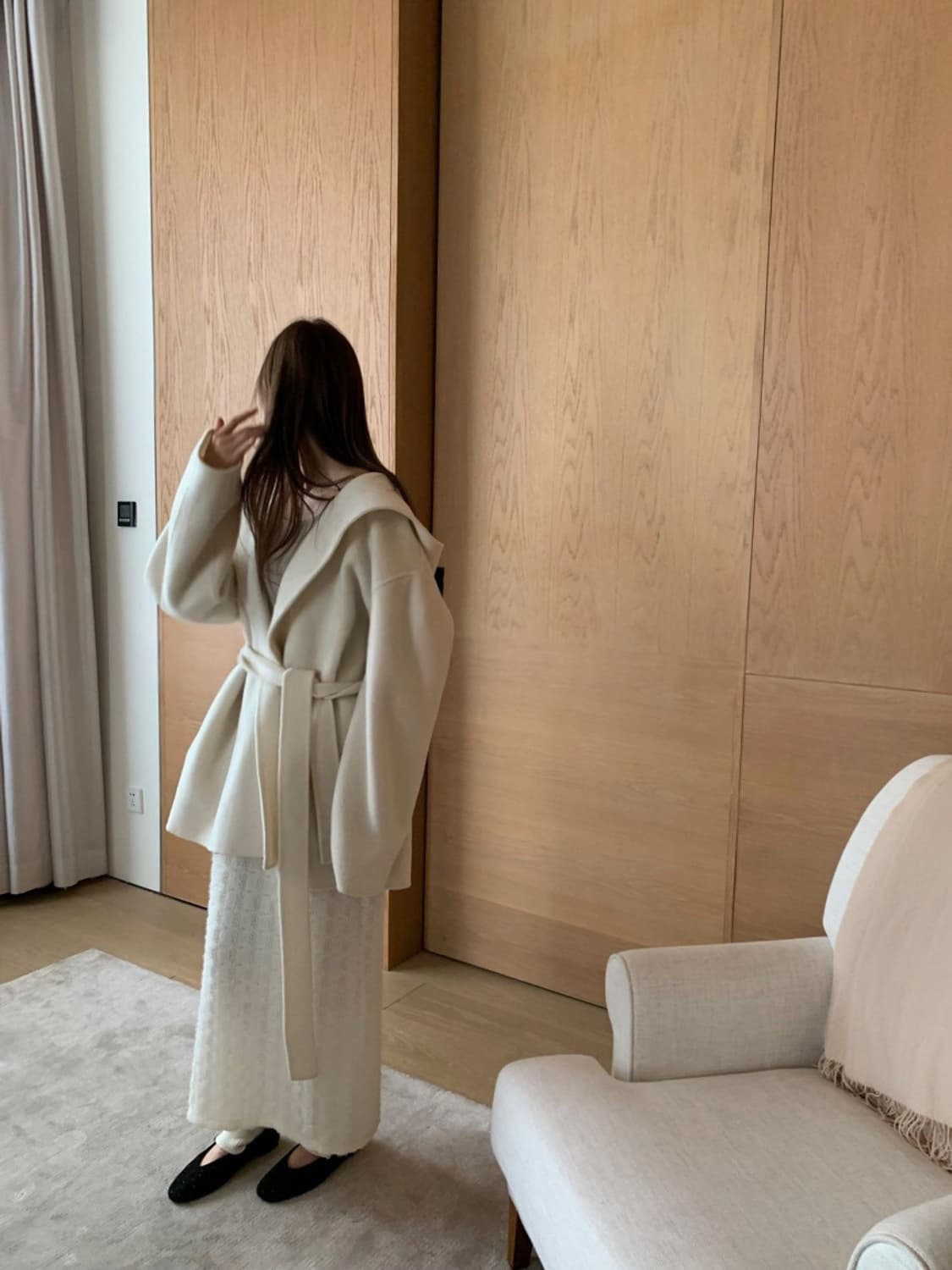 poster 후드 스트랩 울코트 상품이미지3