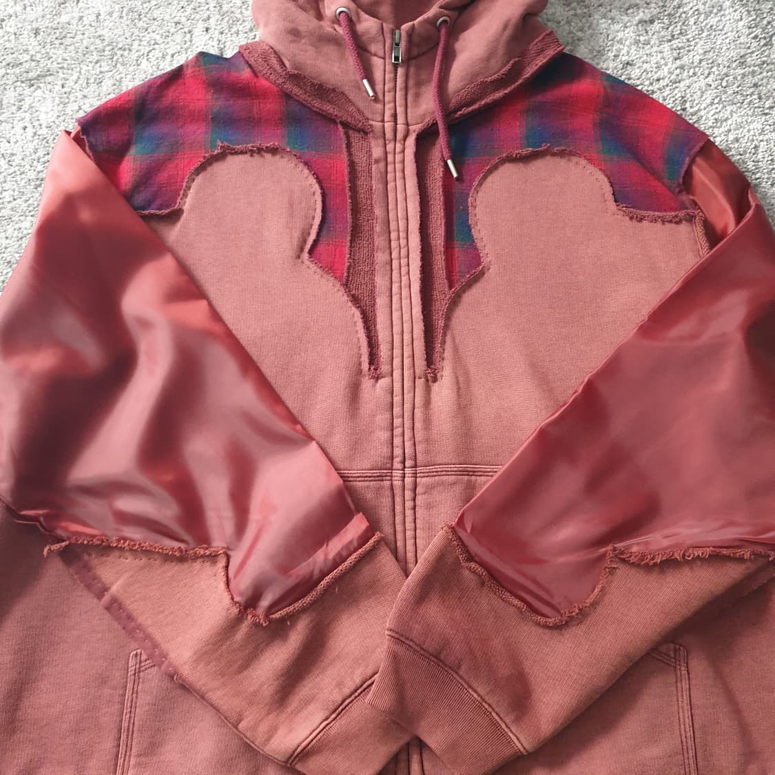 플란넬 배색 후드 집업 상품이미지7