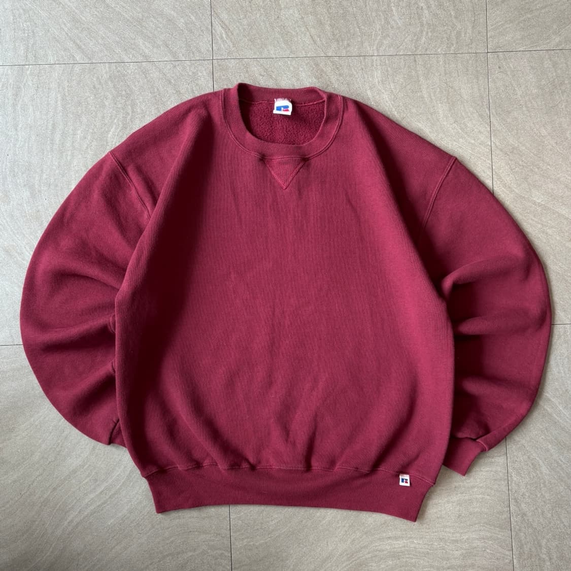 90s 90년대 미국 생산 러셀 블랭크 버건디 스웻셔츠 상품이미지1
