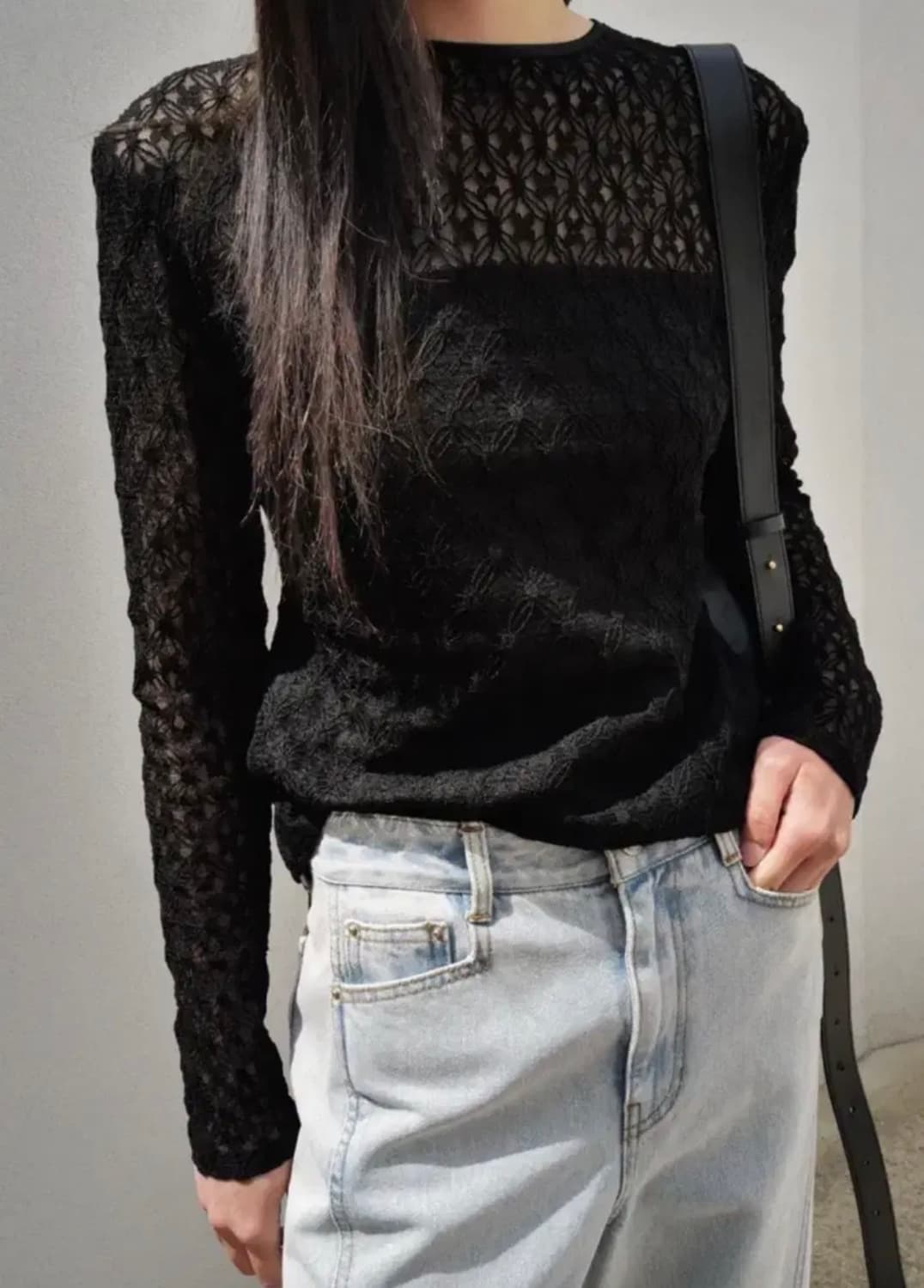 오르 레이스 시스루 블라우스 상품이미지1